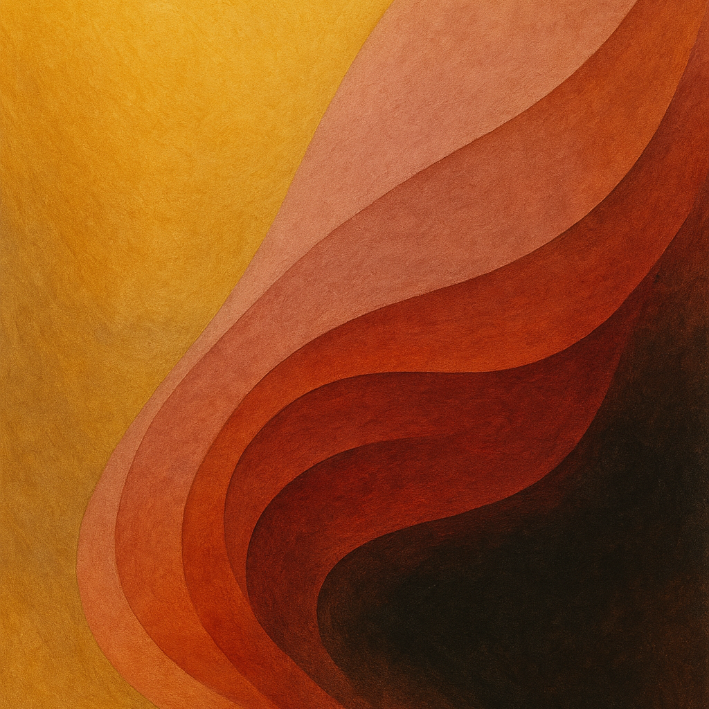 Abstract art with wavy lines in orange and red on a textured background
